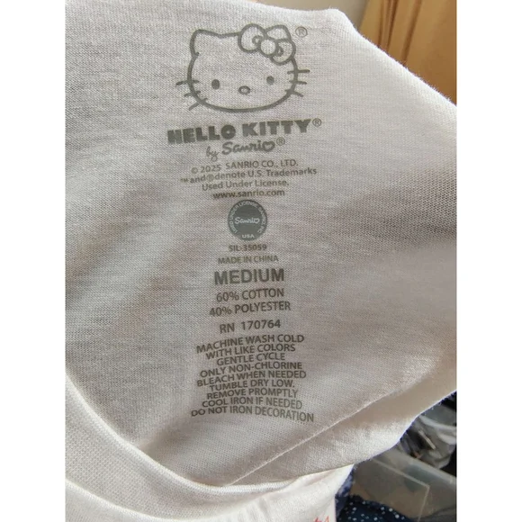 Hello Kitty Graphic Tee – Medium – NWT – White Red Logo - Picture 2 of 5